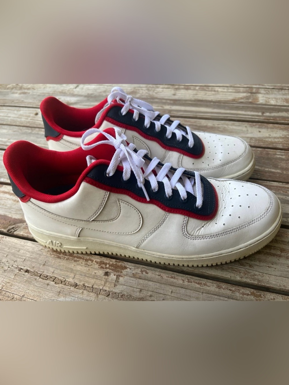 Nike Air Force 1 Low White Obsidian Red Double Layer Shoes men’s size 13
